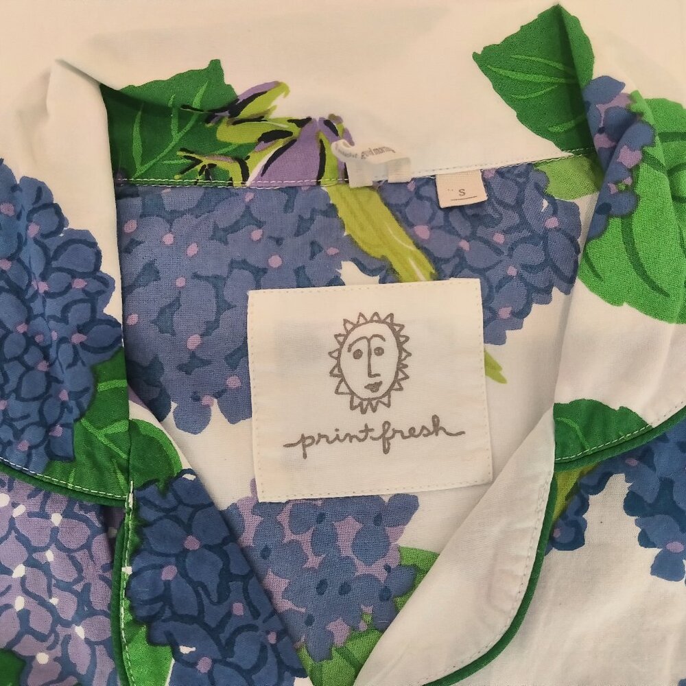 Printfresh  button-down pajama top 100% organic Cotton size S - Picture 2 of 6